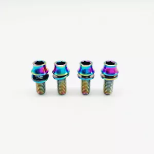 4pcs Rainbow M5x12mm Titanium Bike Water Bottle Cage Bolt Hex Washer Ti Fastener - Picture 1 of 3