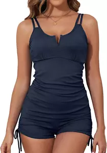 Women'S Two Piece Tankini Swimsuit Tummy Control Bathing Suit V Neck Swim Tank T - Picture 1 of 19