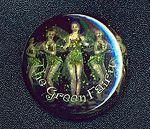 THE GREEN FAIRY small 25mm badge button - KYLIE Absinthe- M Rouge - Picture 1 of 2