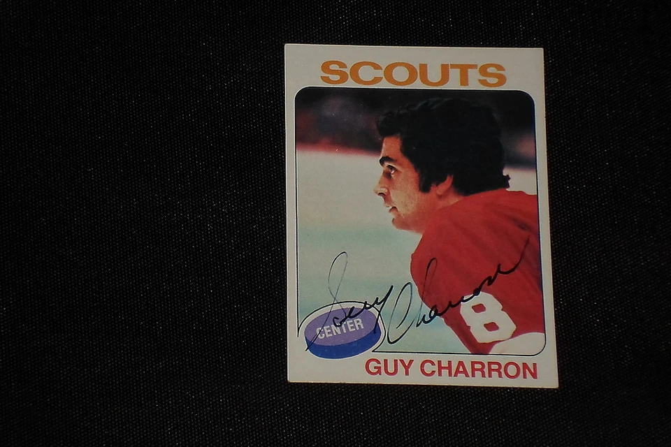 GUY CHARRON 1975-76 TOPPS SIGNED AUTOGRAPHED CARD #32 SCOUTS - Image 1 of 1