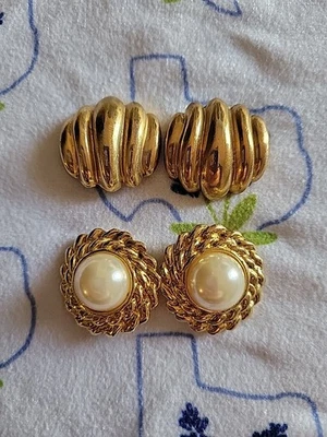 Juego de 2 clips para zapatos vintage de perlas sintéticas tono dorado para mujer de los 80 disfraces vacaciones  Foto 1 de 3