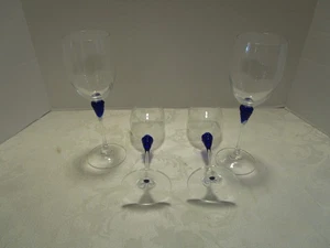 Weston Kristalloptik gestielt 2 Kelche Kobaltblau Fuß geätzt 7 Oz. 30er Jahre - Bild 1 von 10