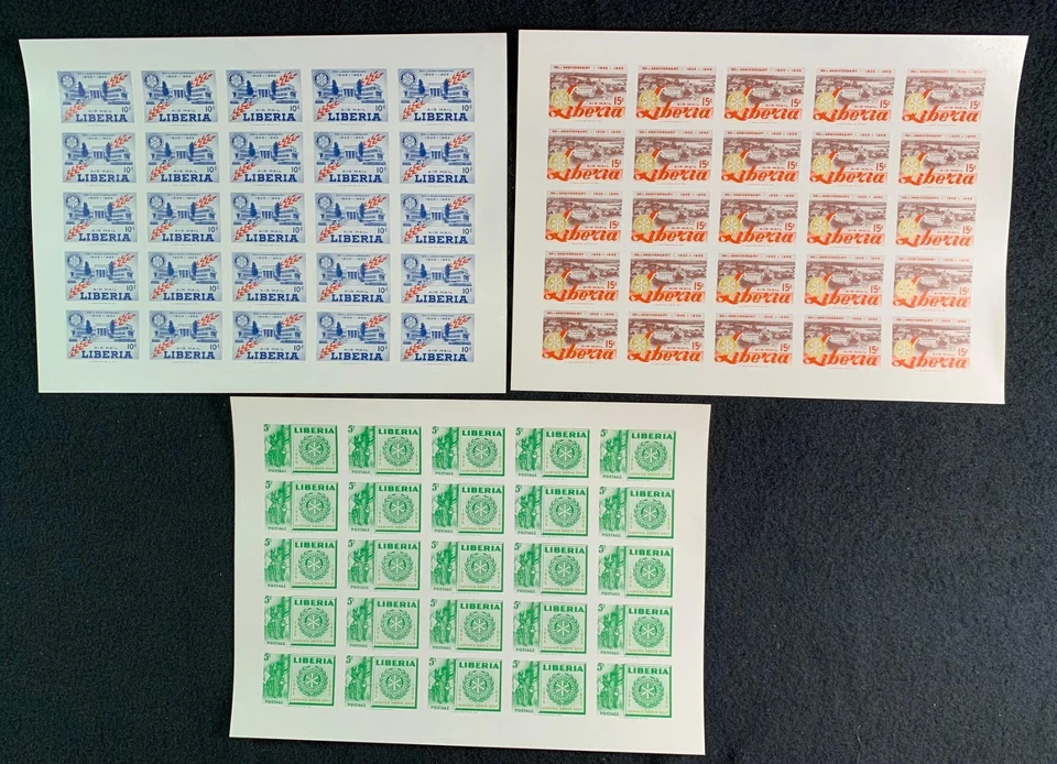 LIBERIA - Scott 354 and C97-C98 - MNH imperf Sheets of 25 - Rotary International - Image 1 of 1