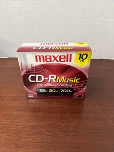 Maxell 10PK CD-R Music For Audio Recording 32x 80 Min 700 MB Compact Disc ***New - Picture 1 of 10