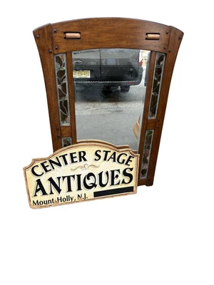 67241 BERNHARDT Furniture Rustic Mirror with Stained Glass Panels - Image 1 of 4