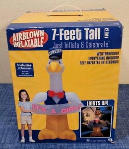 Vintage • Gemmy • 7ft Airblown Inflatable • New Born Baby Announcement Boy/Girl - Bild 1 von 6