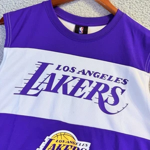 Los Angeles Lakers Jersey Tank Top NBA Purple White Logo Sure Shot Medium - Picture 1 of 10