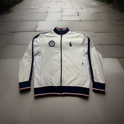 Chaqueta de calentamiento Polo Ralph Lauren Team EE. UU. 2016 Juegos Olímpicos cremallera completa blanca talla L Foto 1 de 4