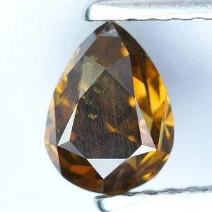 0.81Ct Rare! 100% Natural No Treated I-1 Genuine Pear Fancy Honey Connac Diamond - Picture 1 of 5