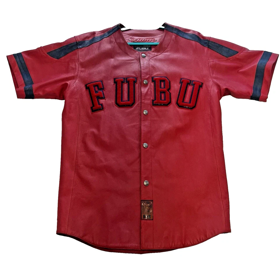 Vintage Extremely RARE FUBU Red Leather Series Collection Jersey Rap Hip Hop - Image 1 of 4