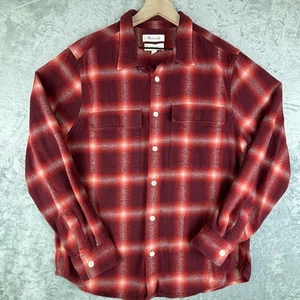Camisa de franela Madewell ajuste perfecto para hombre grande roja peridido a cuadros chaqueta pesada - Imagen 1 de 11