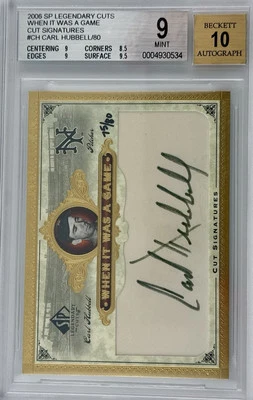 2006 SP Legendary Cuts Carl Hubbell “When It Was A Game” Auto #75/80 Mint - Image 1 of 2