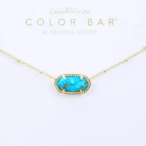 NUEVO SIN ETIQUETAS Kendra Scott Elisa Satélite Turquesa Bronce Veado Collar Tono Dorado - Imagen 1 de 7