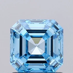 Asscher 1.20 Carat Fancy Vivid Blue VS2 CVD IGI Loose Lab Grown Diamond - Picture 1 of 3