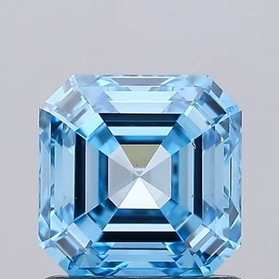 Asscher 1.20 Carat Fancy Vivid Blue VS2 CVD IGI Loose Lab Grown Diamond - Image 1 of 3