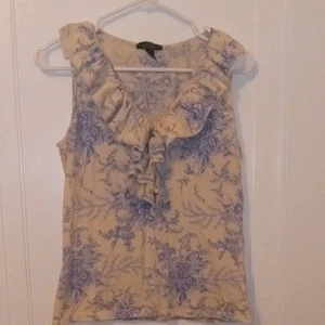 Lauren RAlph Lauren sleeveless top blue white, medium - Picture 1 of 1