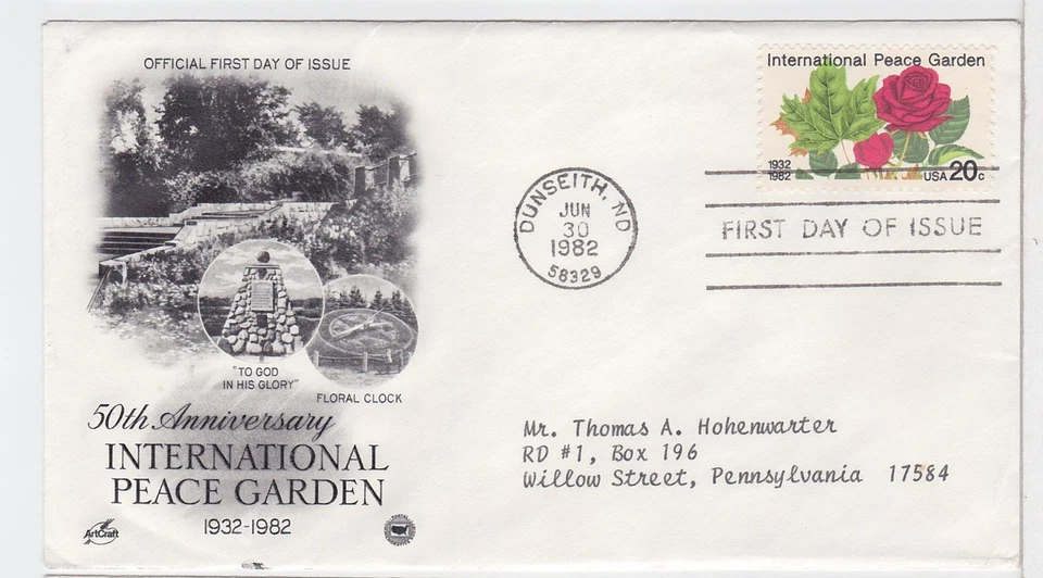TurtlesTradingPost- Peace Garden 1982 #2014- FDC Artcraft Variety Cachet - Image 1 of 1