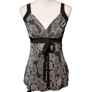 Moa Moa Womens Y2K Babydoll Top Dark Floral Festival Vtg 90s Whimsigoth USA Goth - Picture 1 of 6