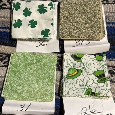 Greens Cotton Fabric Squares 4 " X 4 " Lot Of 123 Rag Quilt - Image 1 of 4