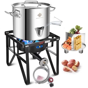 Olla de vapor de acero inoxidable de 20 cuartos con quemador de propano de hierro fundido - Imagen 1 de 6