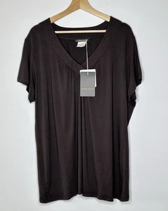 T-shirt donna marrone manica corta nuova Marina Rinaldi taglia XL top viscosa taki - Foto 1 di 7