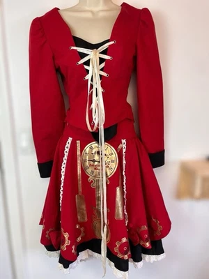 Vestido Lolita 3 Piezas Rojo Corsé Plisado Falda Talla 12 Renacimiento Cachicho Foto 1 de 4