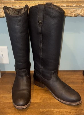 Botas de montar FRYE Melissa 7,5 para mujer cuero marrón envejecido forradas en piel de oveja Foto 1 de 4