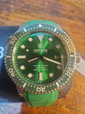 Deep Blue Precision Diver Master 1000 II Automatic Dive Watch Green Dial - Image 1 of 4