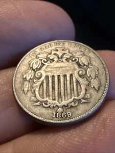 1869 Shield Nickel Coin From Va House  - Picture 1 of 10