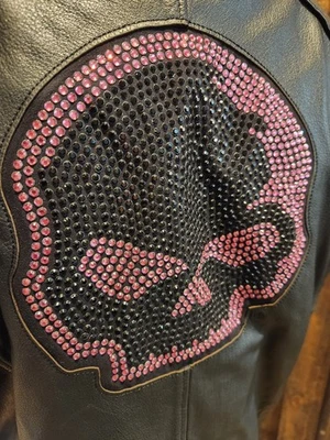 Harley Davidson Women's Rhinestone Willie G Skull Leather Jacket size 2XL New  - Image 1 of 4