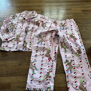 Nick & Nora Schlafanzug Damen XL rosa Weihnachten Socke Affe Flanell Urlaub - Bild 1 von 14