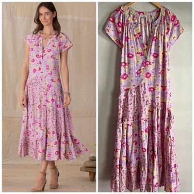 Vestido Sundance Nuevo sin Etiquetas Floral En Niveles Midi Boho Cottagecore Talla M Bonitos pétalos Foto 1 de 4