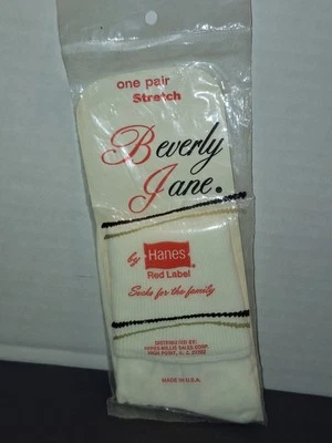 复古 Hanes Everly Jane 脚链袜 白色 棉 全新 Hanes — 第 1/4 张图片
