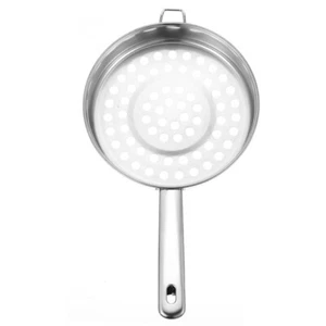 Flat Bottom Frosted Spoon Stainless Steel Colander with Handle Baby Large Hole - Picture 1 of 12