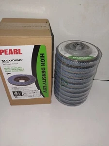 10pk Pearl Maxidisc 4.5" 5/8 Angle Grinder Sand Disc Metal & Stainless Z60 Grit - Picture 1 of 3