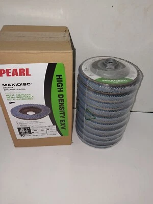 10pk Pearl Maxidisc 4.5" 5/8 Angle Grinder Sand Disc Metal & Stainless Z60 Grit - Image 1 of 3