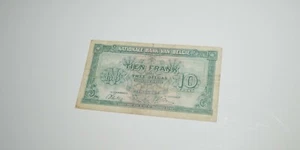Papel moneda vintage 10 francos Tien Frank Bélgica Dix 1943 Segunda Guerra Mundial - Imagen 1 de 2