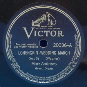 Mark Andrews Grand Organ 78 Lohengrin Wedding March/Mendelssohn Wedding March 1F - Picture 1 of 2