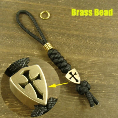 Cuchillo herramienta de cuentas de cordón cruzado de latón cuentas paracord, cordón hecho a mano Foto 1 de 4