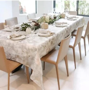 Mode Living Ritz Tablecloth 70" X 162” Metallic Grey Msrp $400 - Picture 1 of 5