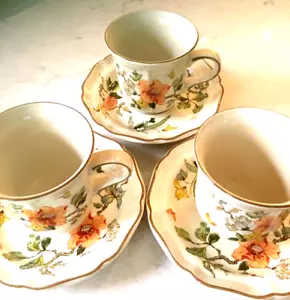 Mint 3 Sets Mikasa Heritage Olde Tapestry Cups & Saucers - Picture 1 of 6