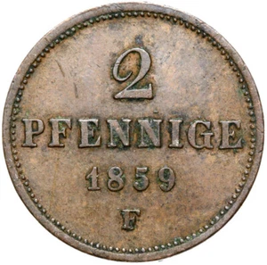 Saxony-Johann coin 2 Pfennig 1859 F-Dresden-conservation! - Picture 1 of 2