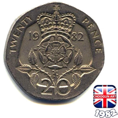A BRITISH 1982 ELIZABETH II TWENTY PENCE 20p coin, 43 Years Old! - Image 1 of 2