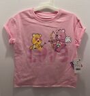 Care Bear Girls Pink Cheer & Funshine Bear Love Shirt Raw Hem Size S (6/6X) NWT