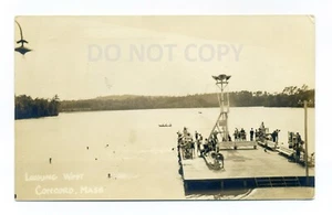 Walden Pond State Park MA, plataforma de buceo, nadadores 1936 RPPC postal, Concord - Imagen 1 de 2