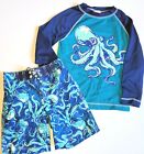 Gymboree sz 4 Swim Rashguard and Shorts Octopus Swim Set Boys Blue NWT