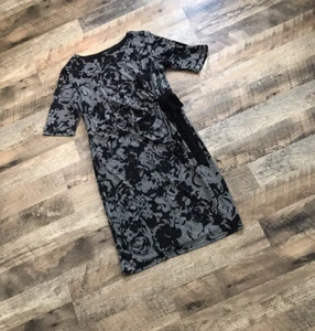 Vestido R&K Para Mujer Talla Mediana Manga Corta Envolvente Negro Blanco Estampado Rosa - Imagen 1 de 8