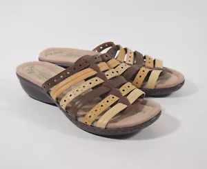 Easy Spirt Esvadin Vadin Brown Tan Leather Slip On Slides Sandals Sz 8 - Picture 1 of 5
