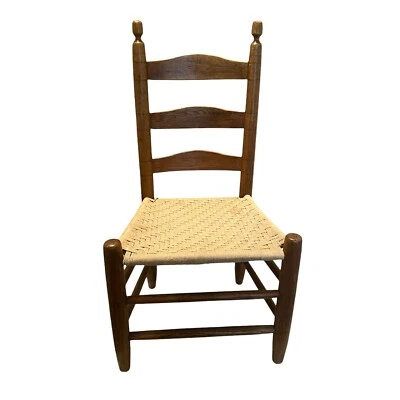 Primitive Shaker Ladder Back Chair Sisters 3 Slat Side Chair Ladderback Sturdy - Image 1 of 4