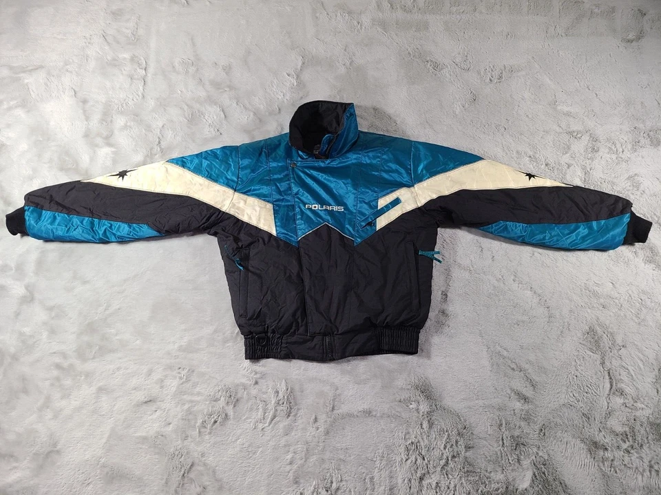Vintage Polaris Snowmobile Jacket Mens Small Colorblock Winter Sports Ski Coat - Image 1 of 4